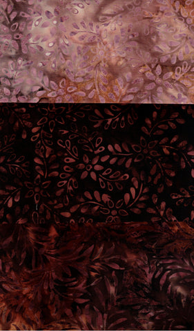 SBFE3-2 Stash Builder [3 Fat Eighths] Brown Fabrics Batik Fabric Patchwork and Quilting
