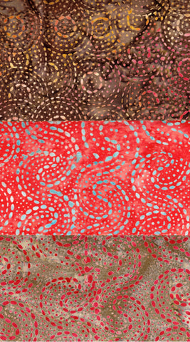 SBFQ3-3 Stash Builder Coordinating Tan Orange Dots and Dashes Prints [3 Fat Quarters] Batik Fabric Patchwork and Quilting