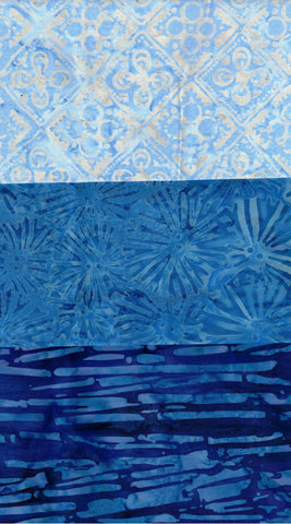 SBFQ3-41 Stash Builder Coordinating Blue Prints [3 Fat Quarters] Batik Fabric Patchwork and Quilting