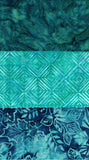3 Aqua Blue Fat Quarters of cotton batik
