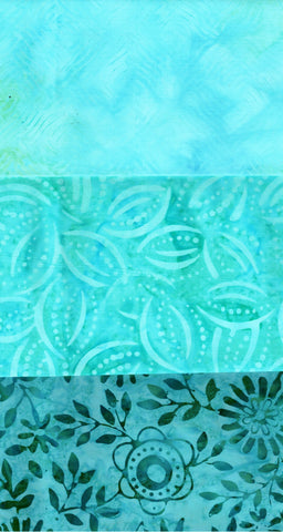 SBFQ3-46 Stash Builder Coordinating Aqua Prints [3 Fat Quarters] Batik Fabric Patchwork and Quilting
