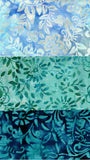Collection of 3 Aqua Blue Prints Batik Fabric