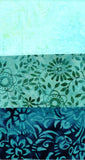 Collection of 3 Fat Quarters of Aqua Prints Batik Fabric