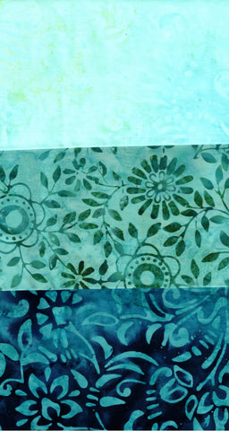 SBFQ3-49 Stash Builder Coordinating Aqua Prints [3 Fat Quarters] Batik Fabric Patchwork and Quilting