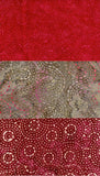 Red Tan Dots and Dashes cotton batik fabric
