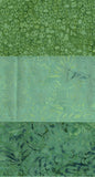 Collection of 3 Fat Quarters Green Batik Fabric