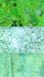 Collection of 3 Green Fat Quarters Batik cotton fabric
