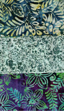Collection of 3 Blue green batik fabrics