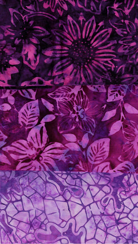 SBFQ3-54 Stash Builder Coordinating Purple Prints [3 Fat Quarters] Batik Fabric Patchwork and Quilting