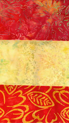 SBFQ3-58 Stash Builder Coordinating Orange and Yellow Prints [3 Fat Quarters] Batik Fabric Patchwork and Quilting