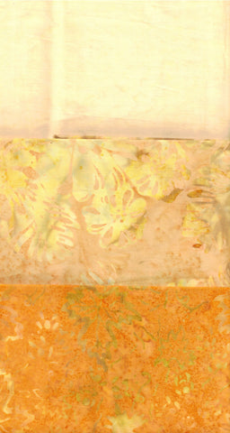 SBFQ3-59 Stash Builder Coordinating Cream Tan and Mustard Prints [3 Fat Quarters] Batik Fabric Patchwork and Quilting