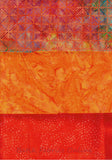 SBFQ3-5 Stash Builder Coordinating Prints Orange and One Tonal [3 Fat Quarters] Batik Fabric Patchwork and Quilting