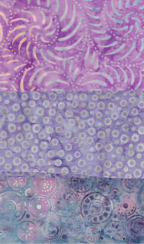 SBFQ3-60 Stash Builder Coordinating Purple Prints [3 Fat Quarters] Batik Fabric Patchwork and Quilting