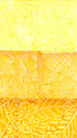SBFQ3-63 Stash Builder Coordinating Yellow Gold Prints [3 Fat Quarters] Batik Fabric Patchwork and Quilting