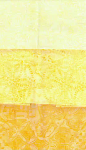 SBFQ3-64 Stash Builder Coordinating Yellow Gold Prints [3 Fat Quarters] Batik Fabric Patchwork and Quilting