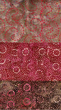 3 Fat Quarters Brown Burgundy Dots and Dashes Cotton Batik Fabric