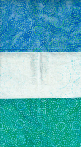 SBFQ3-70 Stash Builder Coordinating Aqua Blue Dots and Dashes Prints [3 Fat Quarters] Batik Fabric Patchwork and Quilting