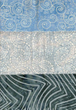 3 Fat Quarters Grey Blue Cotton Batik Fabric