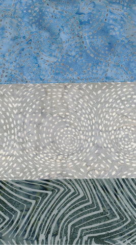 SBFQ3-72 Stash Builder Coordinating Grey Blue Dots and Dashes Prints [3 Fat Quarters] Batik Fabric Patchwork and Quilting