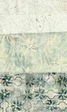 3 Fat Quarters of Cream Green Batik Prints