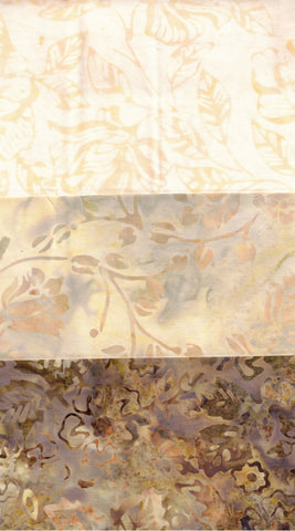 SBFQ3-79 Stash Builder Coordinating Cream and Tan Prints [3 Fat Quarters] Batik Fabric Patchwork and Quilting