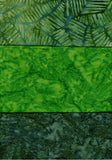 SBFQ3-Green-2 Stash Builder Coordinating Print and Two Tonals Green [3 Fat Quarters] Batik Fabric Patchwork and Quilting