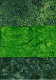 SBFQ3-Green-1 Stash Builder Coordinating Print and Two Tonals Green  [3 Fat Quarters] Batik Fabric Patchwork and Quilting