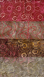 4 Batik Fat Quarters Dots and DAshes Brown