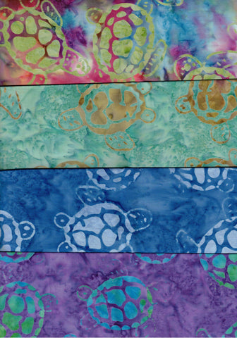 SBFQ4-10 Stash Builder Prints Turtles [4 Fat Quarters] Batik Fabric Patchwork and Quilting