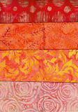 SBFQ4-13 Stash Builder Coordinating Prints Multi Orange Medium Colour Value [4 Fat Quarters] Batik Fabric Patchwork and Quilting