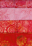 SBFQ4-14 Stash Builder Coordinating Prints Multi Orange Medium Colour Value [4 Fat Quarters] Batik Fabric Patchwork and Quilting