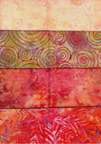 SBFQ4-15 Stash Builder Coordinating Prints Multi Orange Medium Colour Value [4 Fat Quarters] Batik Fabric Patchwork and Quilting