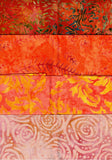 SBFQ4-16 Stash Builder Coordinating Prints Multi Orange Medium to Dark Colour Value [4 Fat Quarters] Batik Fabric Patchwork and Quilting