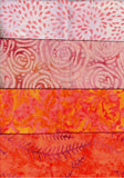 SBFQ4-17 Stash Builder Coordinating Prints Multi Orange Light Medium to Medium Dark Colour Value [4 Fat Quarters] Batik Fabric Patchwork and Quilting