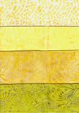 SBFQ4-19 Stash Builder Coordinating Prints Multi Yellow Lime Yellow Light to Medium Colour Value [4 Fat Quarters] Batik Fabric Patchwork and Quilting