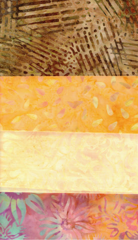 SBFQ4-1 Stash Builder [4 Fat Quarters] Yellow Gold Light to Medium-Dark Value Batik Fabric Patchwork and Quilting