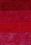 SBFQ4-26 Stash Builder Coordinating Prints Multi Pack Red Medium to Dark Colour Value [4 Fat Quarters] Batik Fabric Patchwork and Quilting