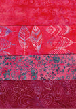 SBFQ4-27 Stash Builder Coordinating Prints Multi Pack Red Medium Colour Value [4 Fat Quarters] Batik Fabric Patchwork and Quilting