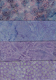 SBFQ4-29 Stash Builder Coordinating Prints Multi Pack Purple Medium Light to Medium Colour Value [4 Fat Quarters] Batik Fabric Patchwork and Quilting