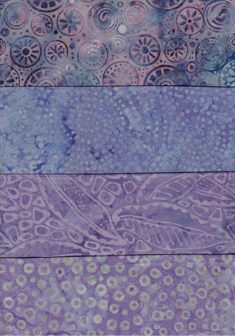 SBFQ4-29 Stash Builder Coordinating Prints Multi Pack Purple Medium Light to Medium Colour Value [4 Fat Quarters] Batik Fabric Patchwork and Quilting