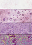 SBFQ4-30 Stash Builder Coordinating Prints Multi Pack Purple Light to Medium Colour Value [4 Fat Quarters] Batik Fabric Patchwork and Quilting