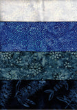 SBFQ4-41 Stash Builder Coordinating Prints Light to Dark Blue Wildflower and Prints [4 Fat Quarter Pack] Batik Fabric Patchwork and Quilting