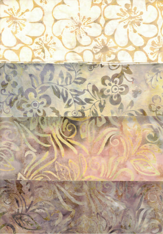 SBF16-4-3 Stash Builder [4 Fat Sixteenths] Cream to Tan Light to Dark Value Batik Fabric Patchwork and Quilting