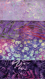 SBFQ4-52 Stash Builder Coordinating Prints Multi Pack Purple Light to Dark Colour Value [4 Fat Quarters] Batik Fabric Patchwork and Quilting