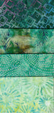 SBFQ4-6 Stash Builder Coordinating Prints Aqua Green [4 Fat Quarters] Batik Fabric Patchwork and Quilting