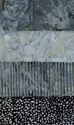 SBFQ4-72 Stash Builder [4 Fat Quarters] Grey and Black Batik from the Fire Range by Batik Australia Fabric Patchwork and Quilting
