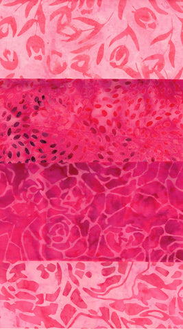 SBFQ4-75 Stash Builder Coordinating Pink Pale Medium Colour Value [4 Fat Quarters] Batik Fabric Patchwork and Quilting