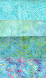 SBFQ4-76 Stash Builder Coordinating Prints Aqua Blue [4 Fat Quarters] Batik Fabric Patchwork and Quilting