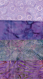 SBFQ4-85 Stash Builder Coordinating Purple Prints [4 Fat Quarters] Batik Fabric Patchwork and Quilting