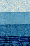 Collection of 6 Blue prints batik fabric